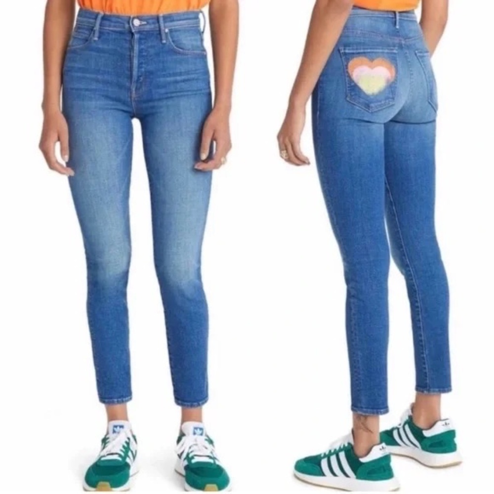Mother the Super Stunner Ankle jeans Double Vision Heart Pocket 29